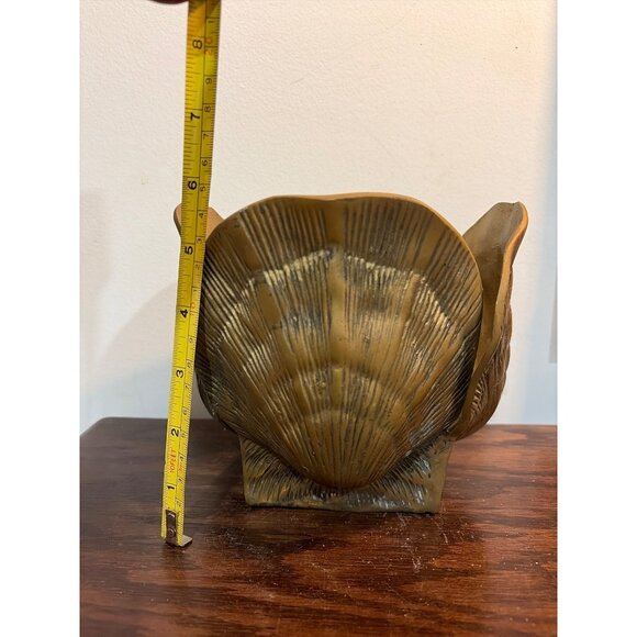 VTG Brass Seashell Planter Cachepot Jardiniere Hollywood Regency Style Elegant - Picture 3 of 9